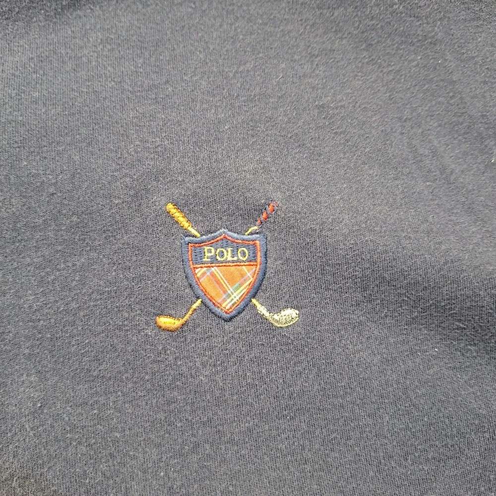 Polo Ralph Lauren Mens Large Navy Blue Golf Crest Logo Short Sleeve Polo Shirt